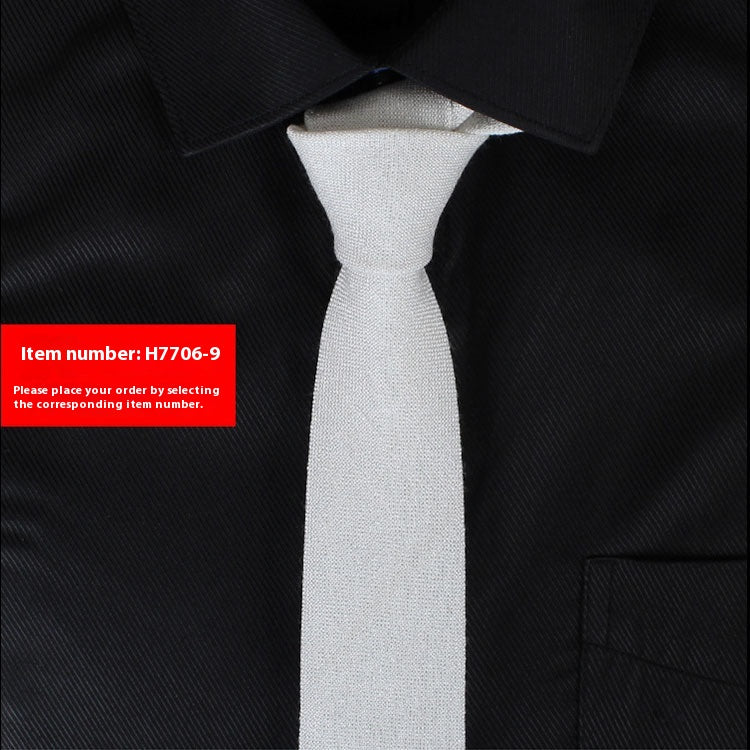 Solid Color Korean Style Narrow Cotton Men's 6cm Formal Wear Business Casual Wedding Tie H7706 9