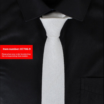 Solid Color Korean Style Narrow Cotton Men's 6cm Formal Wear Business Casual Wedding Tie H7706 9