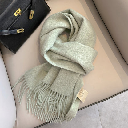 Personality Pure Wool Scarf For Women Bean Green