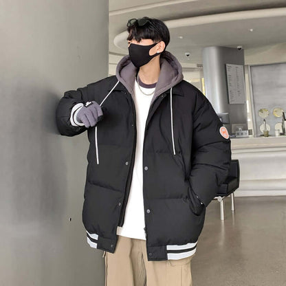 New White Duck Down Thickened Warm Couple Coat Black