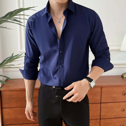Seven-color Men's Long-sleeved Business Shirt Navy Blue