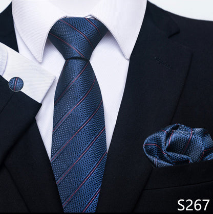 Men's Creative All-match Business Formal Wear Tie Scarf Cuff Buckle Set S267