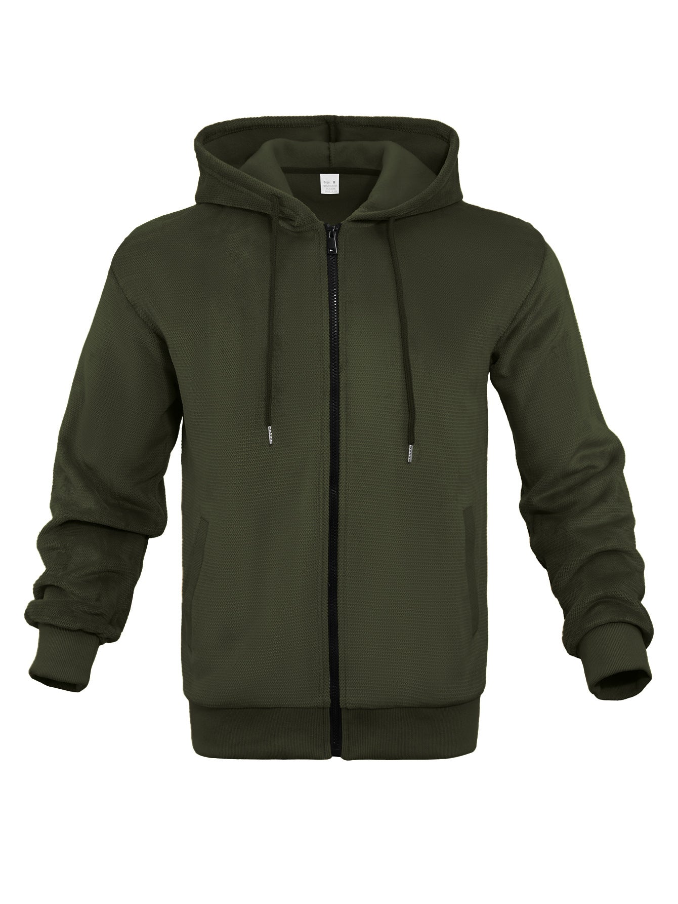 Fashion Casual Zippered Hooded Sweatshirt For Men Army Green