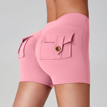 Sports Fitness Workwear Pocket Training Peach Quick-dry Butt-lifting Yoga Pants Light Pink