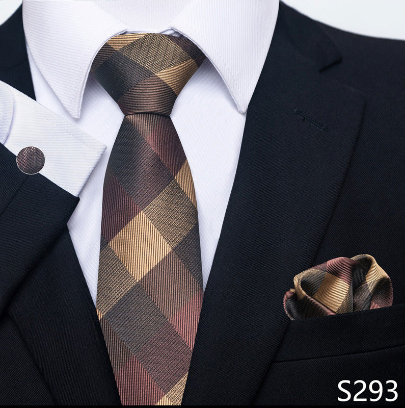 Men's Creative All-match Business Formal Wear Tie Scarf Cuff Buckle Set S293