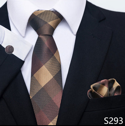 Men's Creative All-match Business Formal Wear Tie Scarf Cuff Buckle Set S293