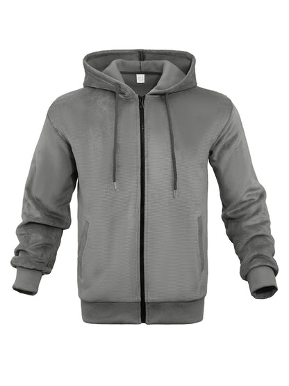 Fashion Casual Zippered Hooded Sweatshirt For Men Gray