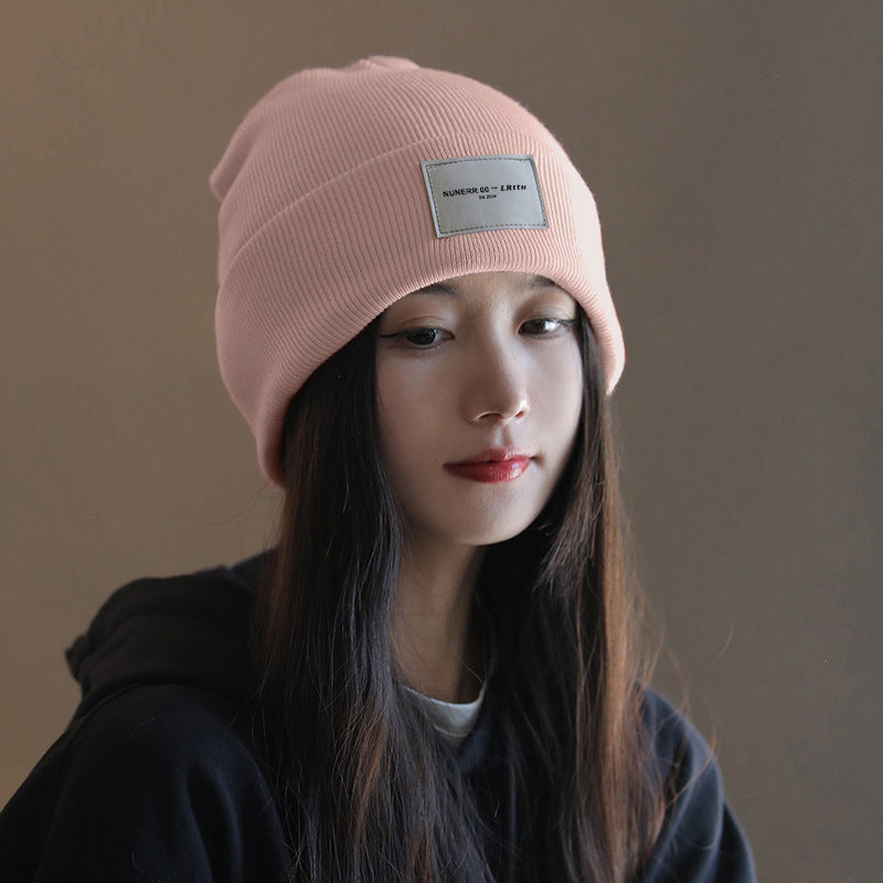 All-matching Knitted Hat Women's Winter Korean Style Fashion All-matching Pink Free Size