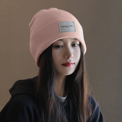 All-matching Knitted Hat Women's Winter Korean Style Fashion All-matching Pink Free Size