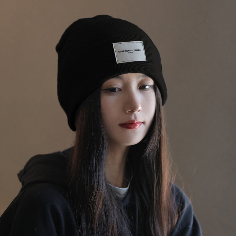 All-matching Knitted Hat Women's Winter Korean Style Fashion All-matching Black Free Size
