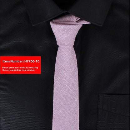 Solid Color Korean Style Narrow Cotton Men's 6cm Formal Wear Business Casual Wedding Tie H7706 10