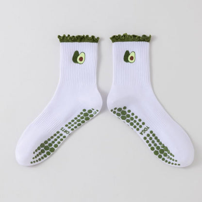 Women's Yoga Socks Professional Non-slip Green Lace Avocado