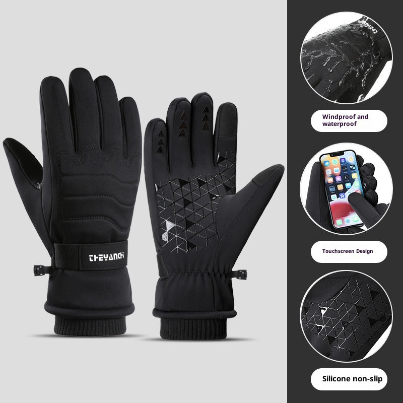 Fleece-lined Thick Waterproof And Cold-resistant Gloves 361 Black