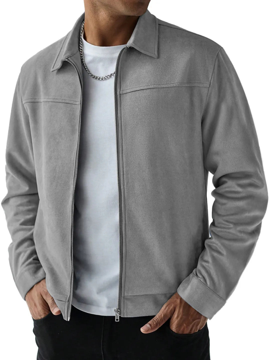 Fashionable Casual Versatile Long Sleeve Jacket For Men Gray