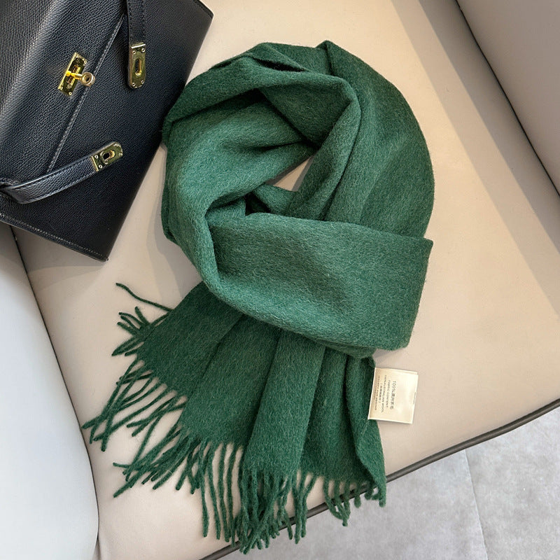 Personality Pure Wool Scarf For Women Dark Green