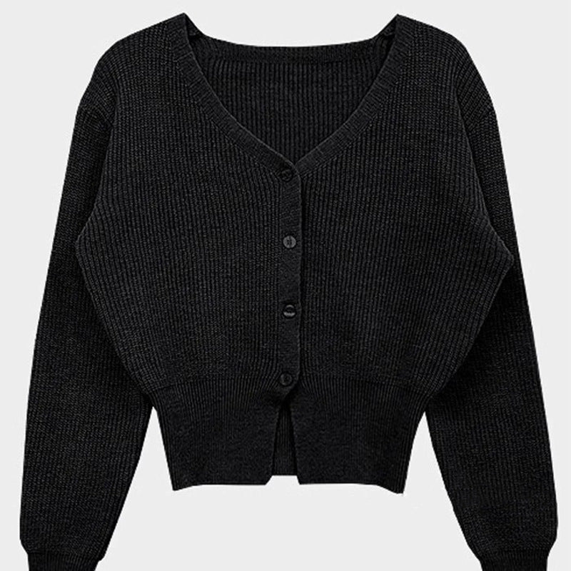 Temperament Waist-cinching V-neck Versatile Comfortable Long-sleeved Jacket For Women Black Free Size