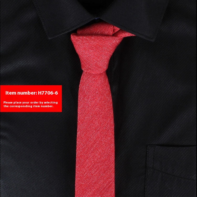 Solid Color Korean Style Narrow Cotton Men's 6cm Formal Wear Business Casual Wedding Tie H7706 6