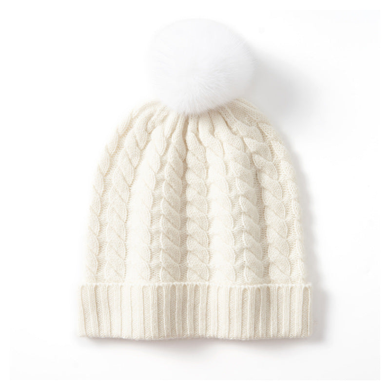 Autumn And Winter Super Soft Cashmere Women's Knitted Hat White Velvet Average Size