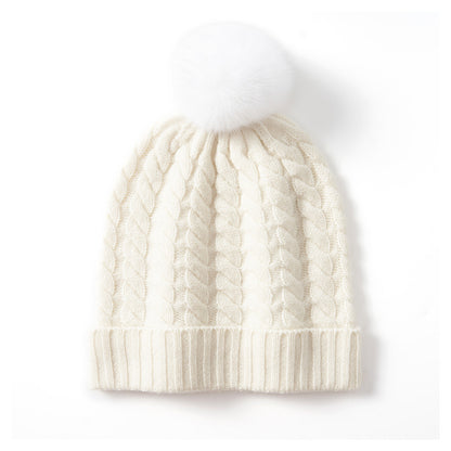 Autumn And Winter Super Soft Cashmere Women's Knitted Hat White Velvet Average Size