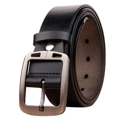 Cowhide Young And Middle-aged Retro Men's Belt Black
