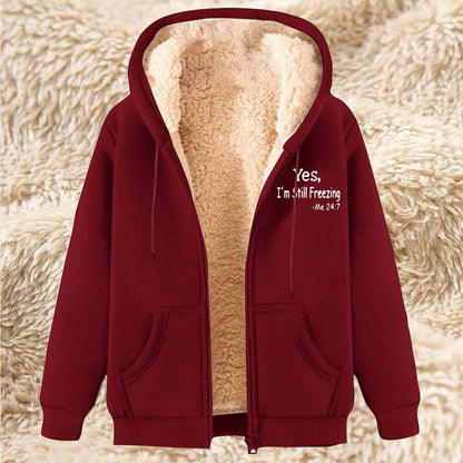 Men's Fleece-lined Hoodie With Thickened Lamb Wool For Winter 17 Wine Red