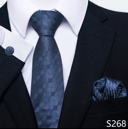 Men's Creative All-match Business Formal Wear Tie Scarf Cuff Buckle Set S268