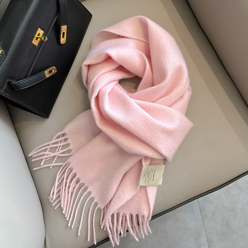 Personality Pure Wool Scarf For Women Light Pink