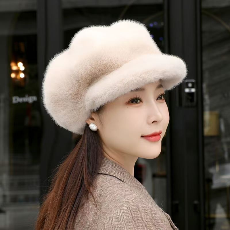 Autumn And Winter New Korean Fashion Women's Pumpkin Hat Beige Average Size