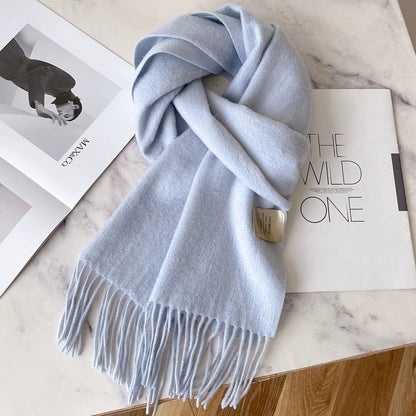 Personality Pure Wool Scarf For Women Sky Blue