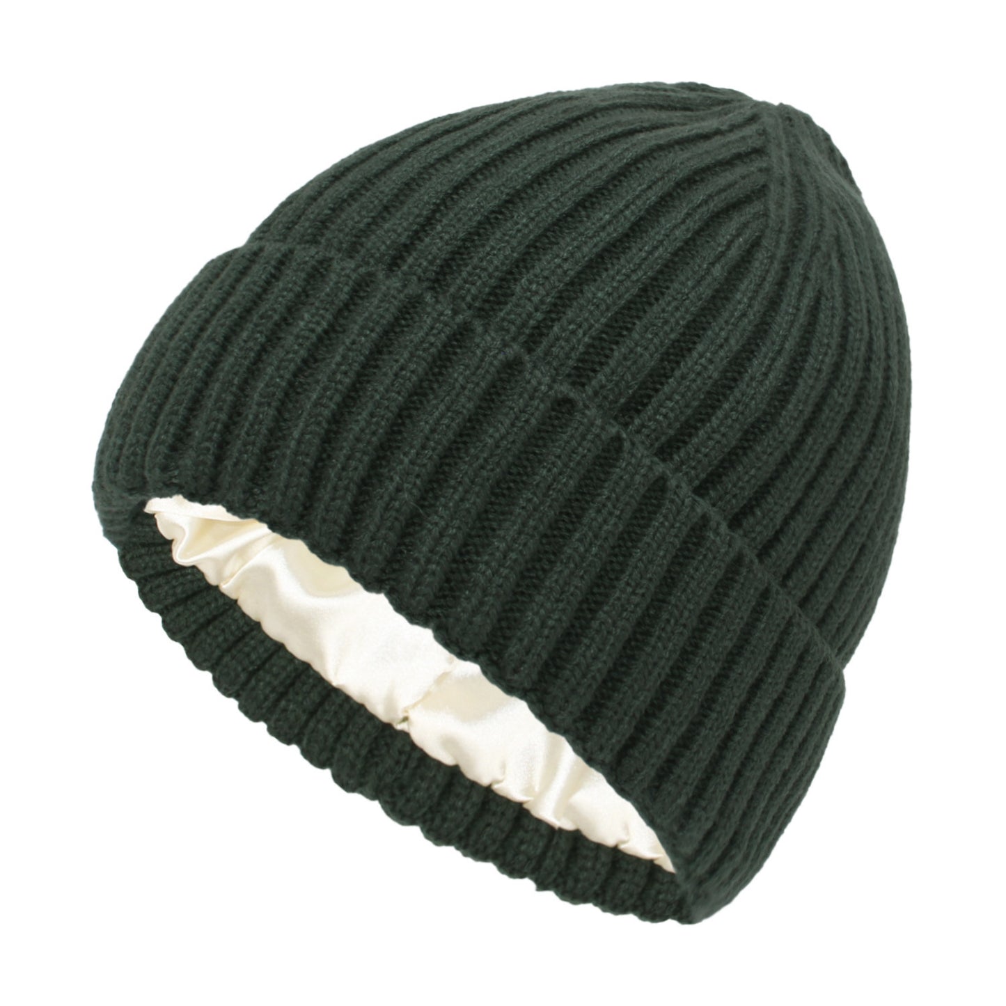 Satin Warm All-matching Slipover Knitted Hat Army Green