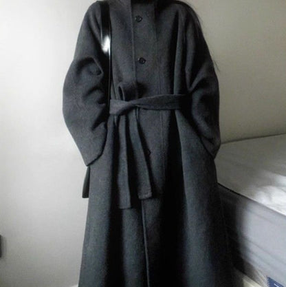 Women's New Wool Coat Petite Korean Mid-length Dark Gray