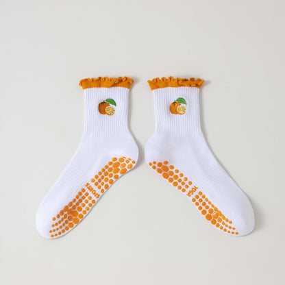 Women's Yoga Socks Professional Non-slip Orange Lace Orange