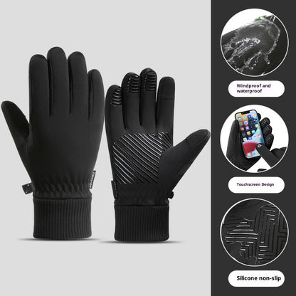 Fleece-lined Thick Waterproof And Cold-resistant Gloves 369 Black