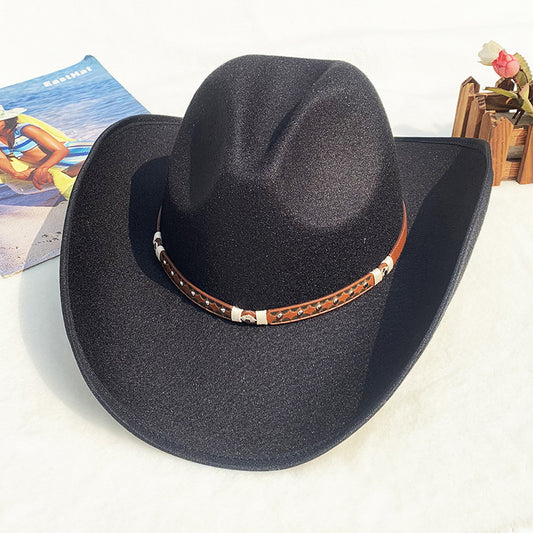 Men's Felt Riding Woolen Cowboy Hat Black L