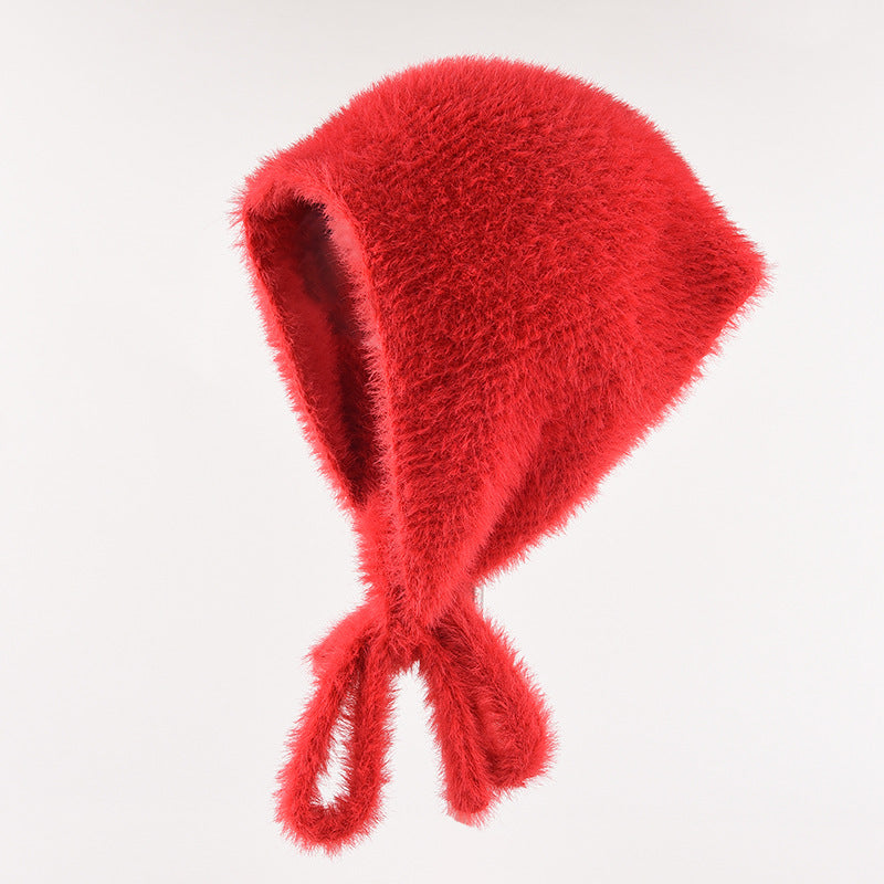 Women's Autumn And Winter Warm Plush Knitted Hat Red