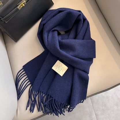 Personality Pure Wool Scarf For Women Navy Blue