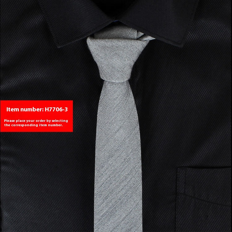 Solid Color Korean Style Narrow Cotton Men's 6cm Formal Wear Business Casual Wedding Tie H7706 3