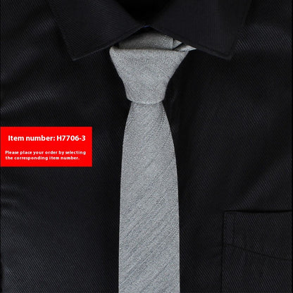 Solid Color Korean Style Narrow Cotton Men's 6cm Formal Wear Business Casual Wedding Tie H7706 3