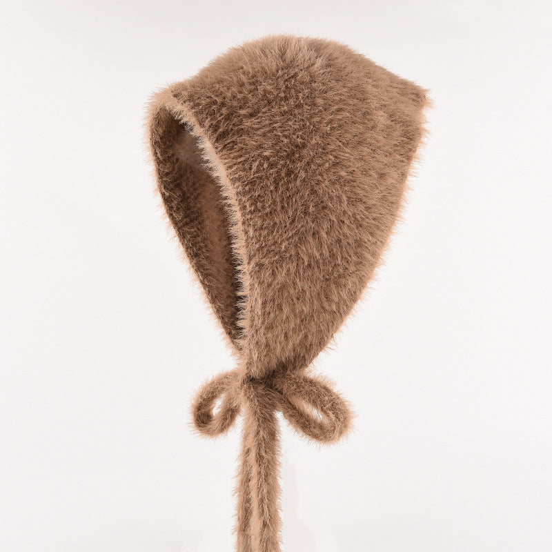 Women's Autumn And Winter Warm Plush Knitted Hat Brown