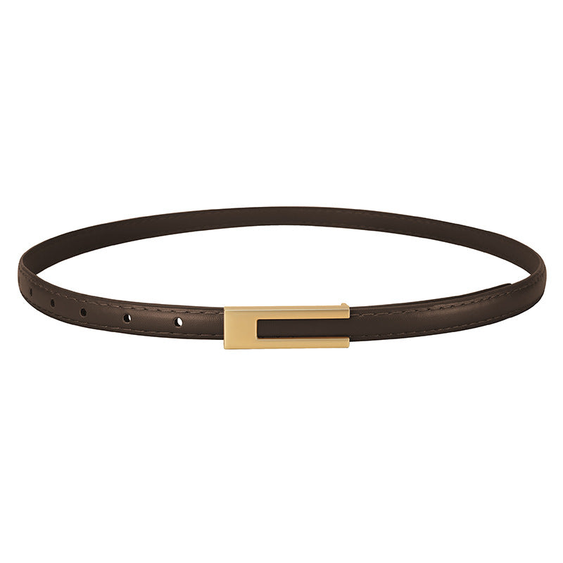 Women's High Waist Decorative Skirt Jeans Brown 105cm