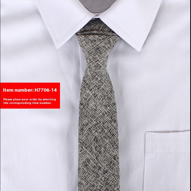 Solid Color Korean Style Narrow Cotton Men's 6cm Formal Wear Business Casual Wedding Tie H7706 14