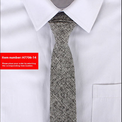 Solid Color Korean Style Narrow Cotton Men's 6cm Formal Wear Business Casual Wedding Tie H7706 14