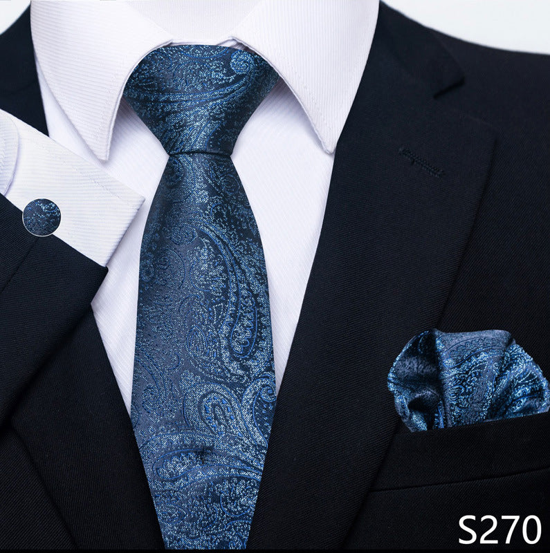 Men's Creative All-match Business Formal Wear Tie Scarf Cuff Buckle Set S270