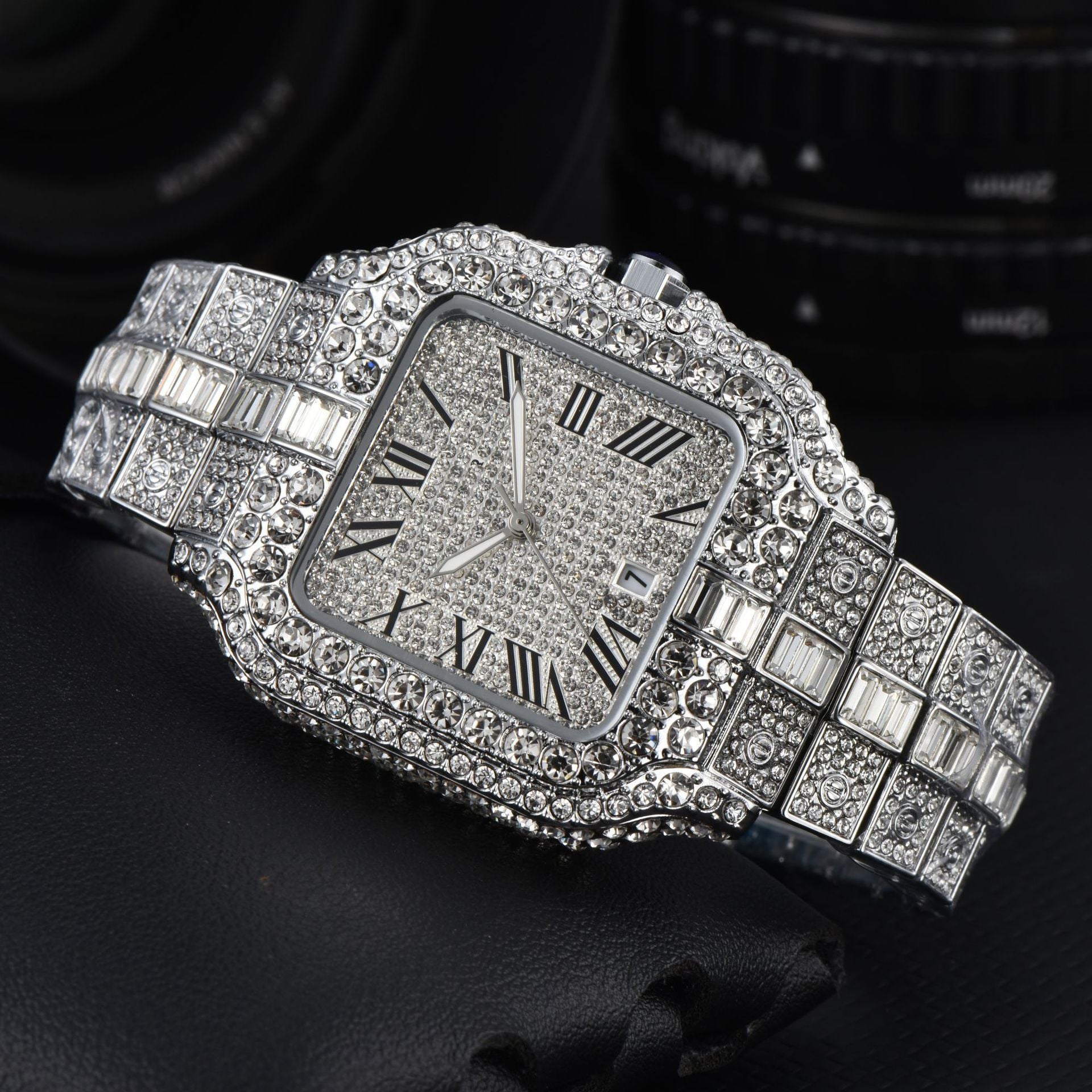 Men's Square Fashion Trend Full Diamond Watch Color 2