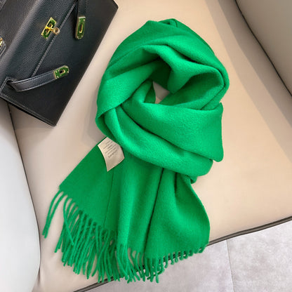 Personality Pure Wool Scarf For Women Grass Green