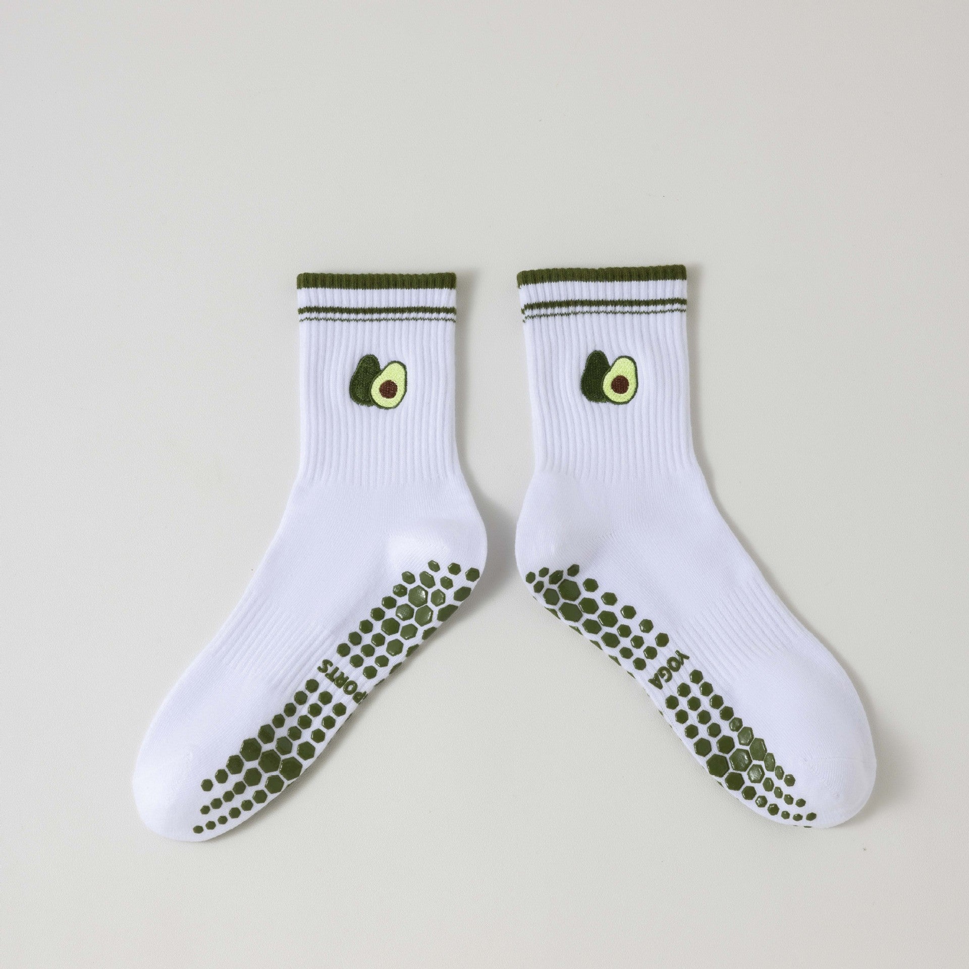 Women's Yoga Socks Professional Non-slip Green avocado with flat edge