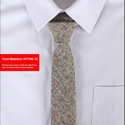 Solid Color Korean Style Narrow Cotton Men's 6cm Formal Wear Business Casual Wedding Tie H7706 15
