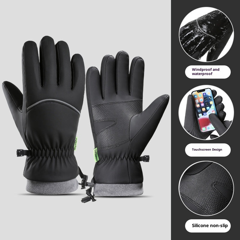 Fleece-lined Thick Waterproof And Cold-resistant Gloves 357 Black