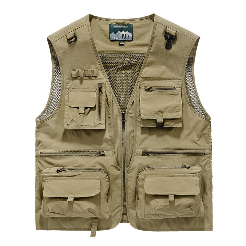 New Mesh Quick-Drying Vest Men Khaki