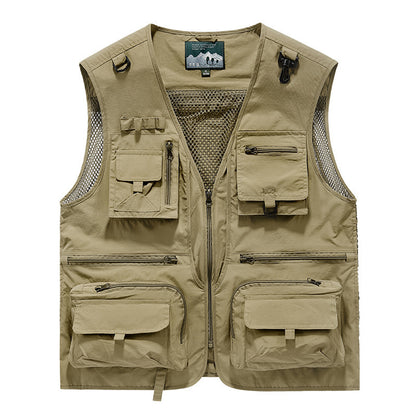New Mesh Quick-Drying Vest Men Khaki